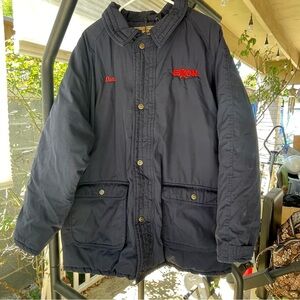 Vtg Exxon Wearguard insulated quilted Snow Resistant Men Blue Winter Jacket XL